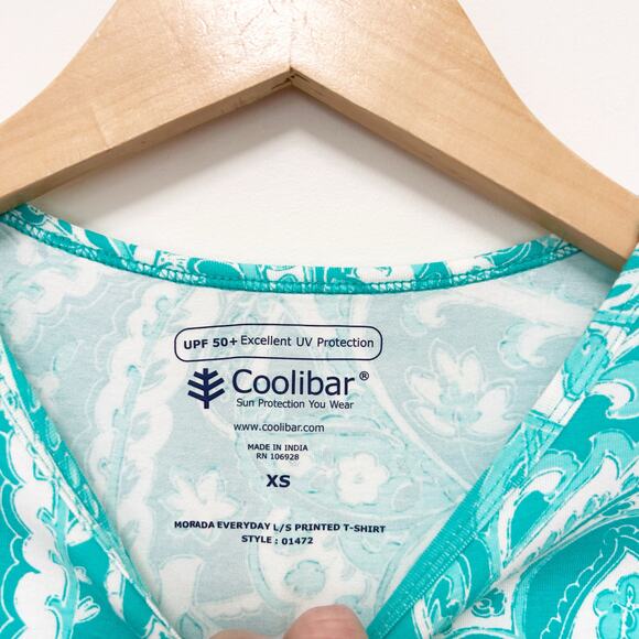 Coolibar Morada Everyday Printed Shirt UPF 50+ Green Paisley Sz XS - Picture 2 of 5